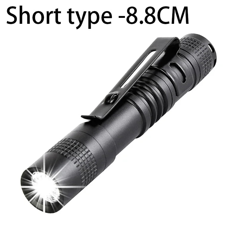 Portable Mini LED Pen Flashlight Pocket Waterproof Handheld Torch Light for Outdoor Camping Hiking Car Repair Emergency Home Use