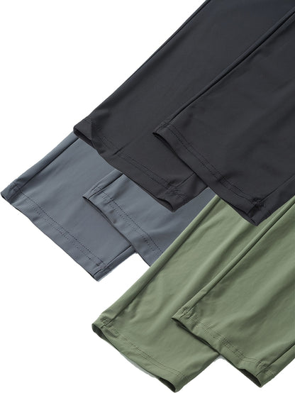 Men's Three-piece Set Multi-color Matching Popular Ice Silky Pants, Summer Cool And Breathable, Sport Pants, Gym Pants, Running Pants, Hiking Pants, Everyday Casual Quick-drying Pants.