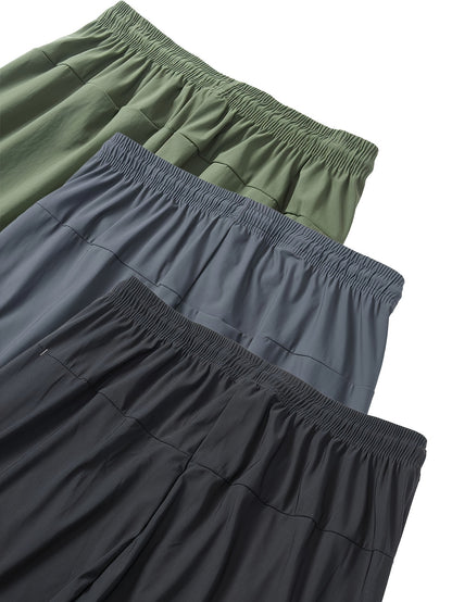 Men's Three-piece Set Multi-color Matching Popular Ice Silky Pants, Summer Cool And Breathable, Sport Pants, Gym Pants, Running Pants, Hiking Pants, Everyday Casual Quick-drying Pants.