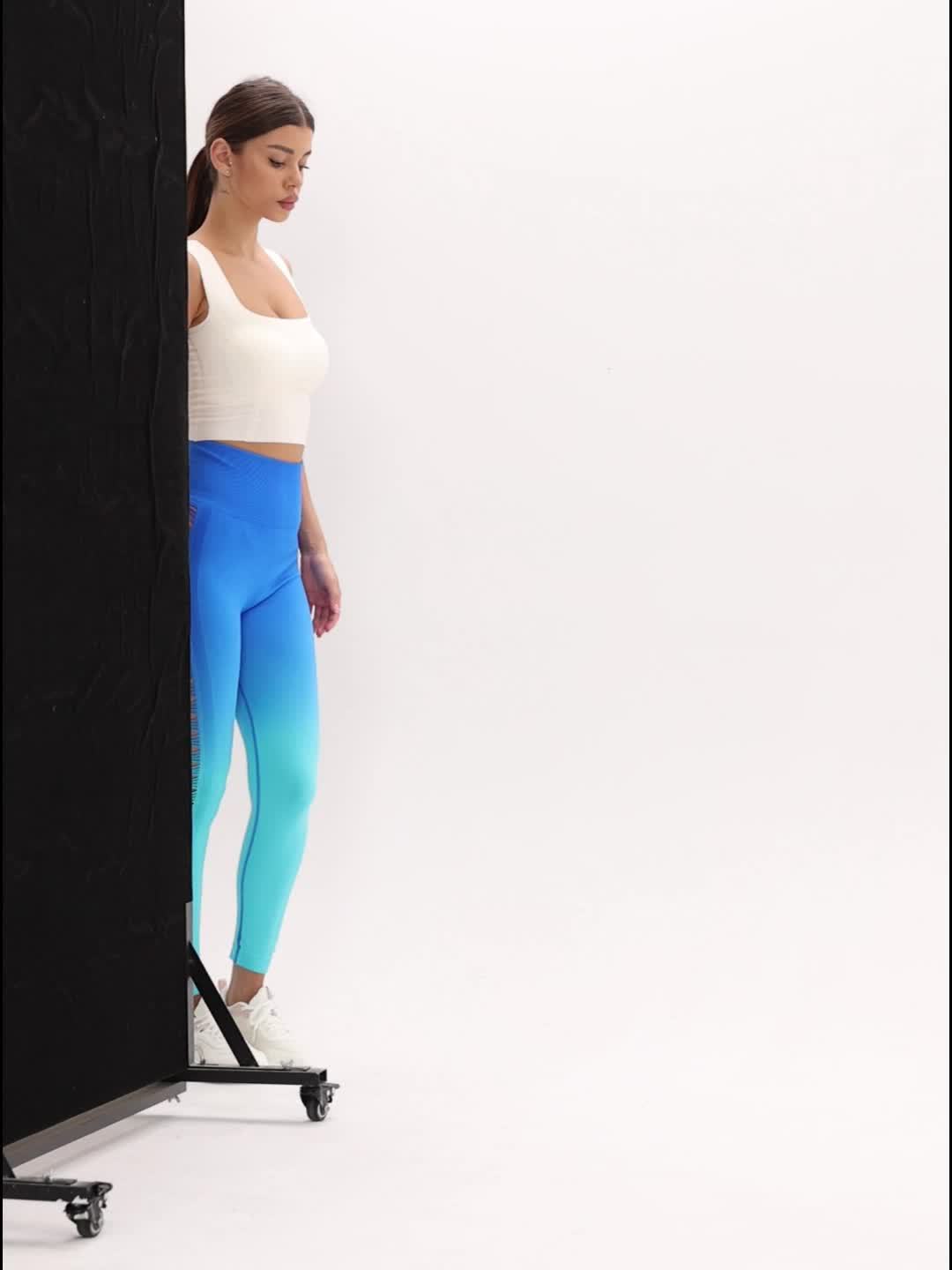 3 Pieces Women High Waisted Tummy Control Yoga Leggings Hollow Out Seamless Scrunch Butt Lifting Workout Gym Pants