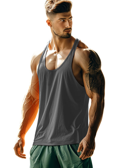 [Quick-Dry Athletic Vests] 6pcs Men's Quick-Dry Athletic Sleeveless Vests - Lightweight Breathable Gym Shirts in Black/Gray/Red/Blue, Elastic Fabric Muscle Tops for Workout, Casual, Travel, Outdoor Activities, Versatile Vest,