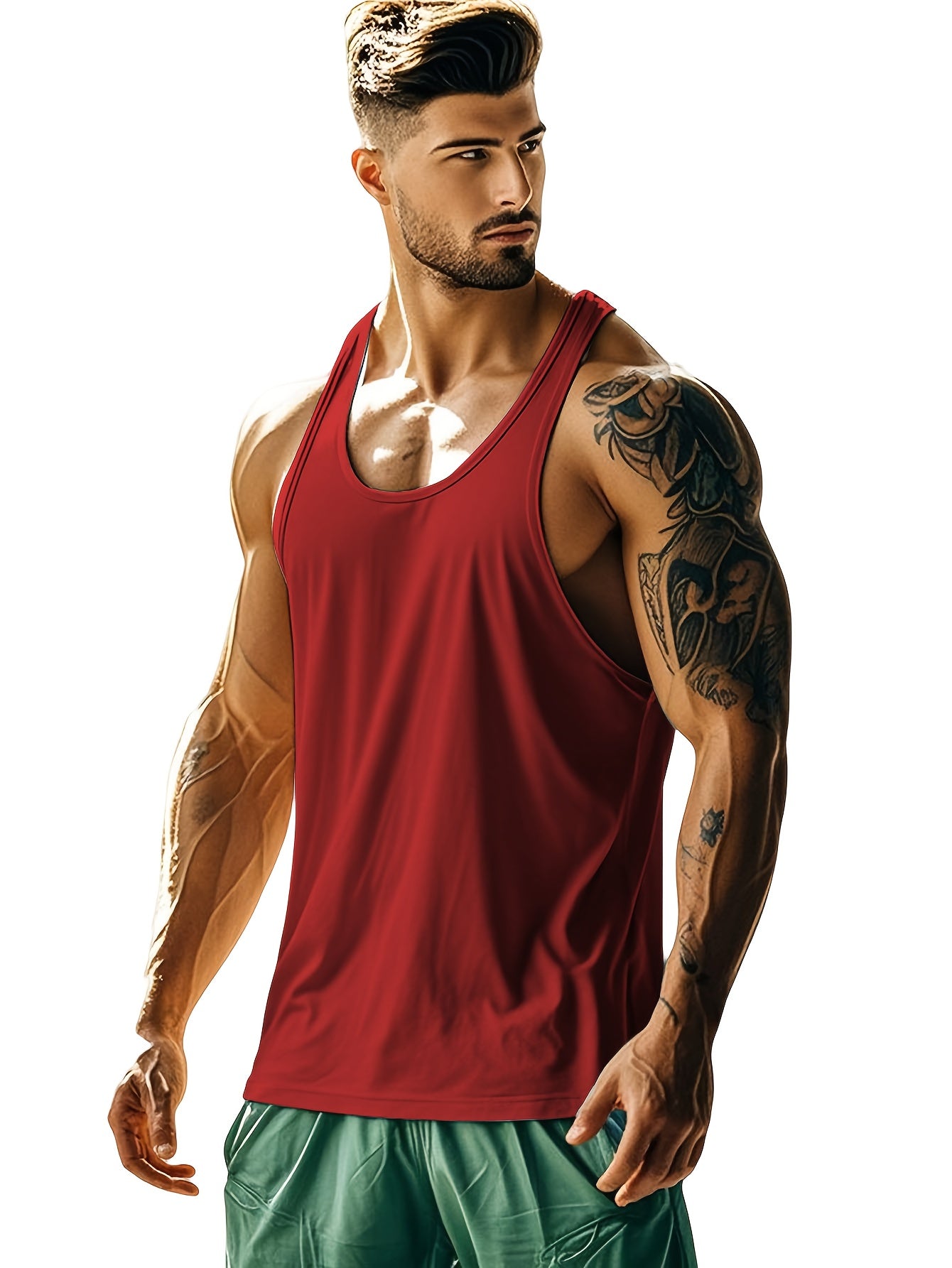 [Quick-Dry Athletic Vests] 6pcs Men's Quick-Dry Athletic Sleeveless Vests - Lightweight Breathable Gym Shirts in Black/Gray/Red/Blue, Elastic Fabric Muscle Tops for Workout, Casual, Travel, Outdoor Activities, Versatile Vest,