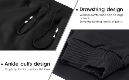 3pcs Men's Jogger Sweatpants - Ultra-Elastic Gym Pants with Deep Side Pockets, Mid-Rise Athletic Workout Bottoms, Solid Color Casual & Training Wear, Machine Washable (Regular Fit) - Bulk Pack for Running, Gym, Everyday Use -