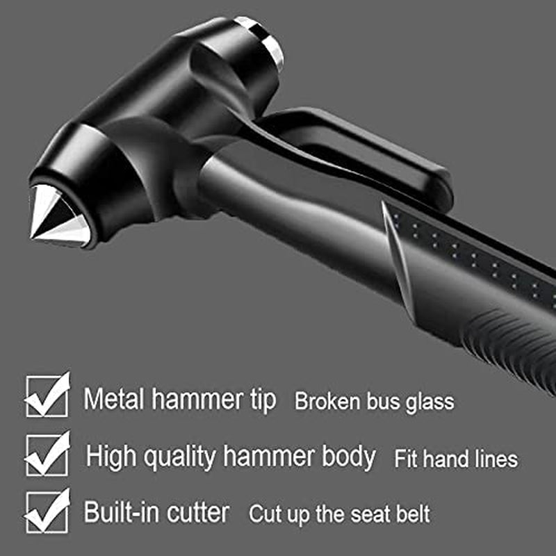 Window Breaker, Car Safety Hammer Life Saving Survival Kit with Heavy Carbon Steel Points and Hardened Sharp Car Window Breaker, Seatbelt Cutter Hammer，Auto Accident Life-Saving Rescue