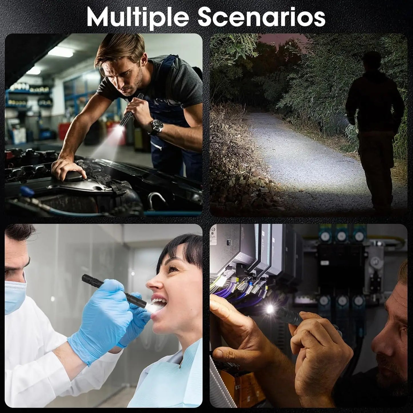 Portable Mini LED Pen Flashlight Pocket Waterproof Handheld Torch Light for Outdoor Camping Hiking Car Repair Emergency Home Use