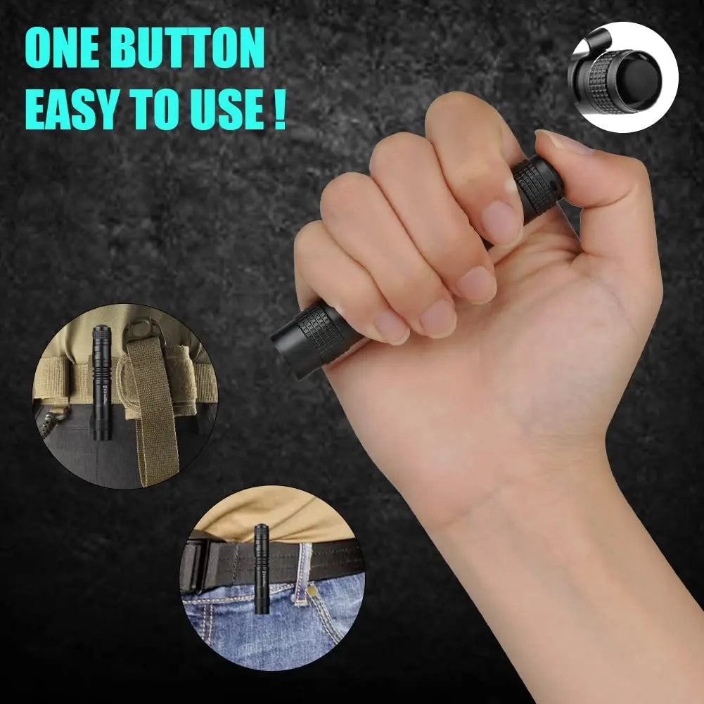 Portable Mini LED Pen Flashlight Pocket Waterproof Handheld Torch Light for Outdoor Camping Hiking Car Repair Emergency Home Use