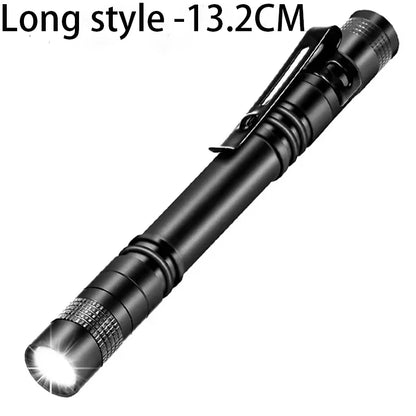 Portable Mini LED Pen Flashlight Pocket Waterproof Handheld Torch Light for Outdoor Camping Hiking Car Repair Emergency Home Use