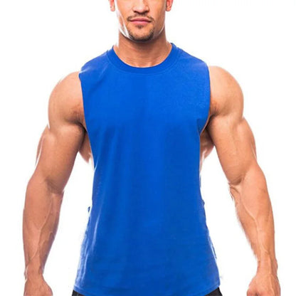 Gym Clothing Men Sides Cut Off T-shirts Dropped Armholes Tank Tops Workout Fitness Sleeveless Vest Outdoor Jogging Undershirt