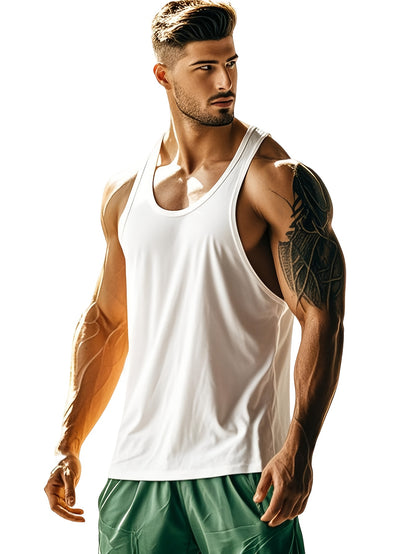 [Quick-Dry Athletic Vests] 6pcs Men's Quick-Dry Athletic Sleeveless Vests - Lightweight Breathable Gym Shirts in Black/Gray/Red/Blue, Elastic Fabric Muscle Tops for Workout, Casual, Travel, Outdoor Activities, Versatile Vest,