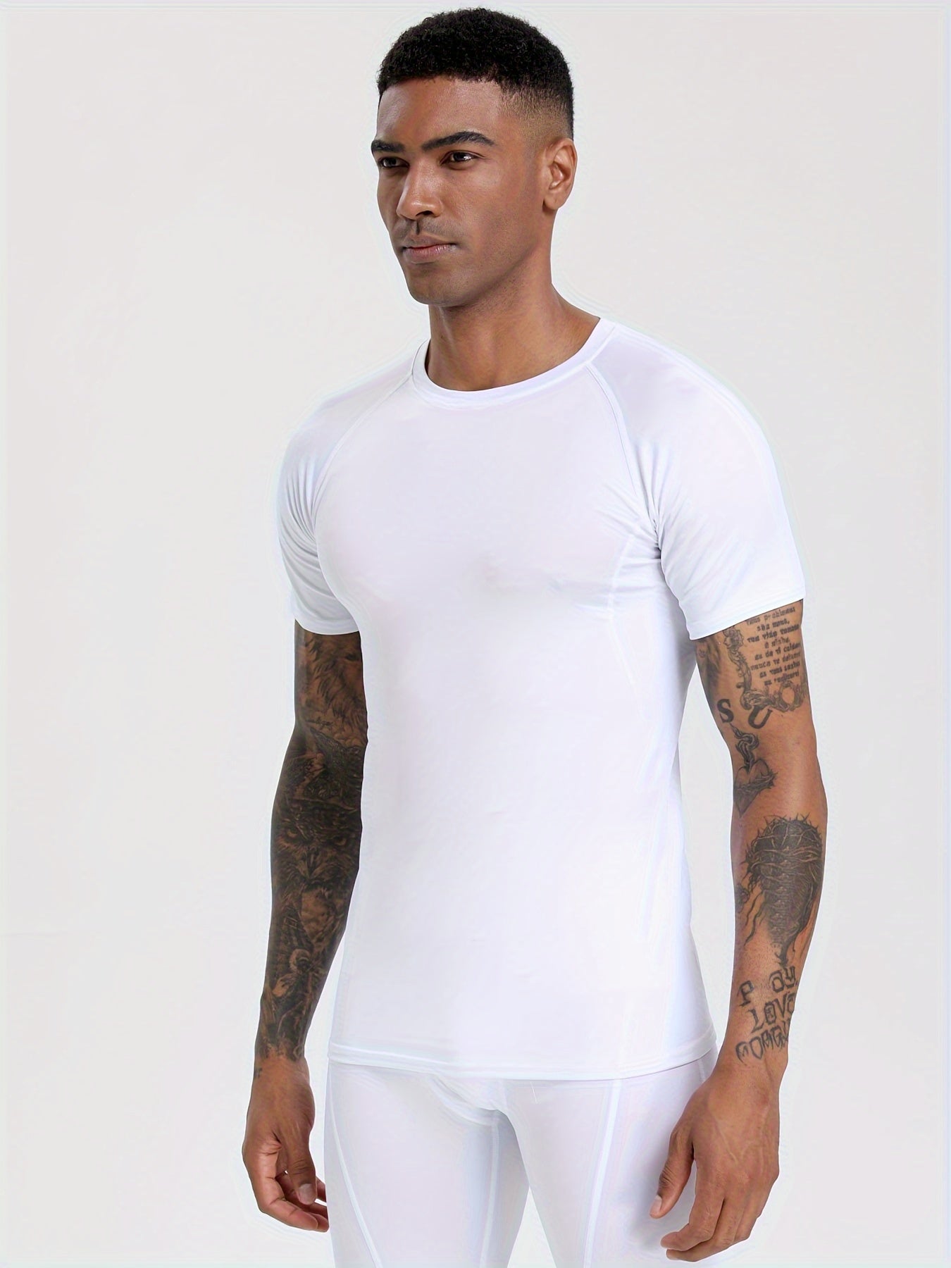 3pcs Men's Quick-Dry Compression T-Shirts - Stretch-Fit, Sweat-Wicking, Short Sleeve Athletic Shirts for Running, Basketball, and Fitness Training, Breathable Polyester-Spandex Blend Fabric, Gym Shirts