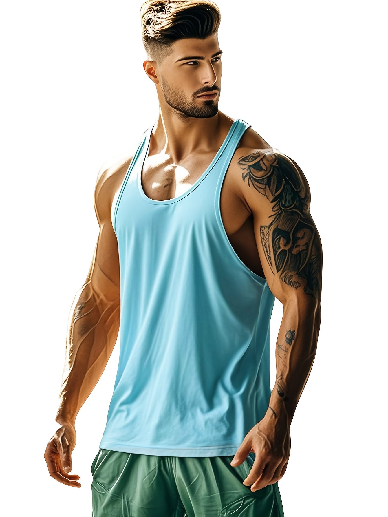 [Quick-Dry Athletic Vests] 6pcs Men's Quick-Dry Athletic Sleeveless Vests - Lightweight Breathable Gym Shirts in Black/Gray/Red/Blue, Elastic Fabric Muscle Tops for Workout, Casual, Travel, Outdoor Activities, Versatile Vest,