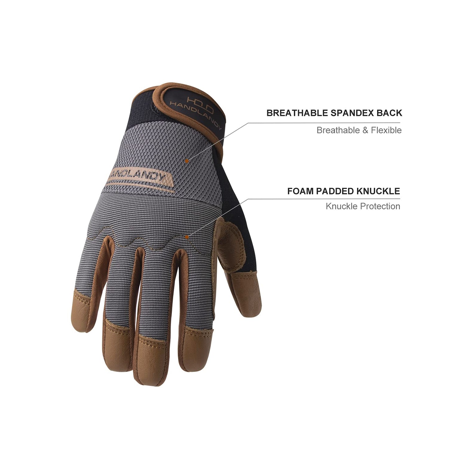 Leather Work Gloves for Men & Women, Utility Safety Work Gloves, Mechanic Driver Gardening Gloves with Cowhide Palm (XL, Brown)