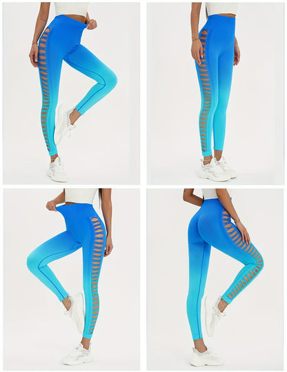 3 Pieces Women High Waisted Tummy Control Yoga Leggings Hollow Out Seamless Scrunch Butt Lifting Workout Gym Pants