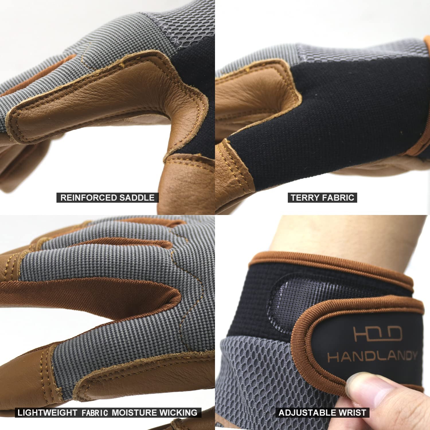 Leather Work Gloves for Men & Women, Utility Safety Work Gloves, Mechanic Driver Gardening Gloves with Cowhide Palm (XL, Brown)